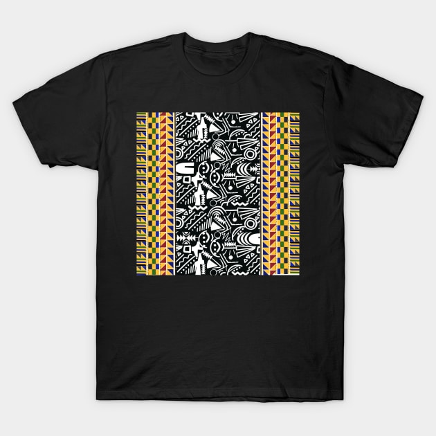 Black and white Kente Pattern T-Shirt by Kikapu creations